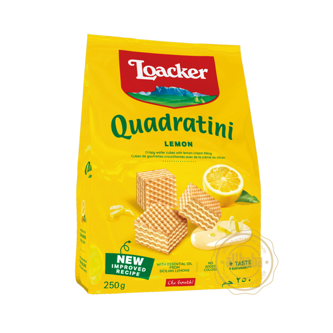 LOACKER QUADRATINI LEMON WAFER 250GR - Altin Grocery Wafer Loacker