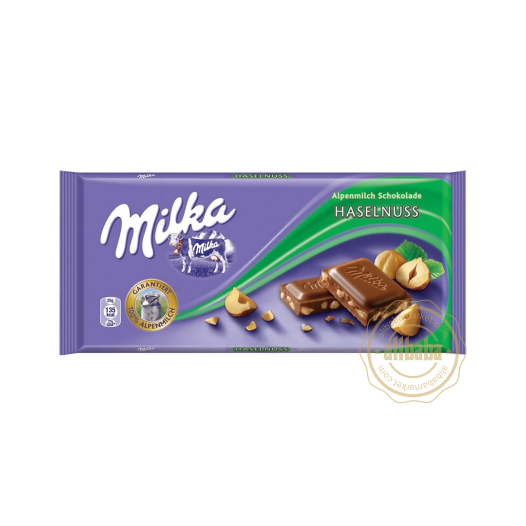 MILKA HASELNUSS CRUSHED CHOCOLATE BARS  100G