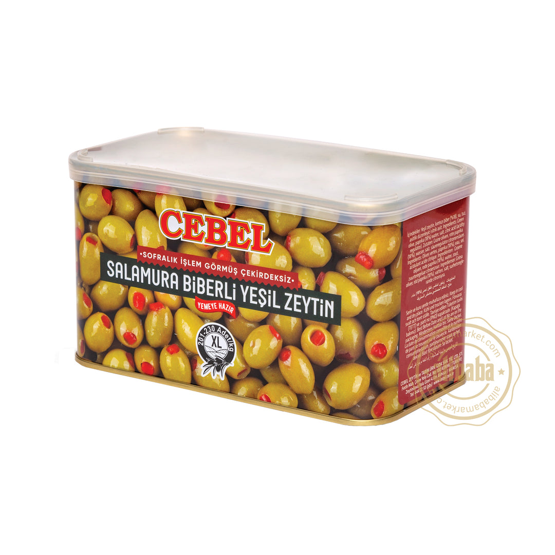 CEBEL GREEN OLIVES W PEPPER (TIN) 700GR - Altin Grocery Olive Cebel