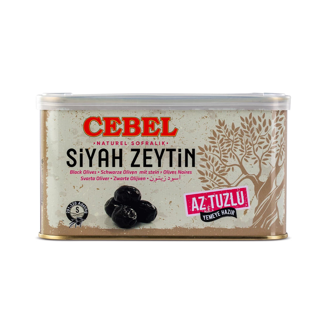 CEBEL BLACK OLIVES LOW SODIUM (TIN) (291-320) 750G - Altin Grocery Olive Cebel