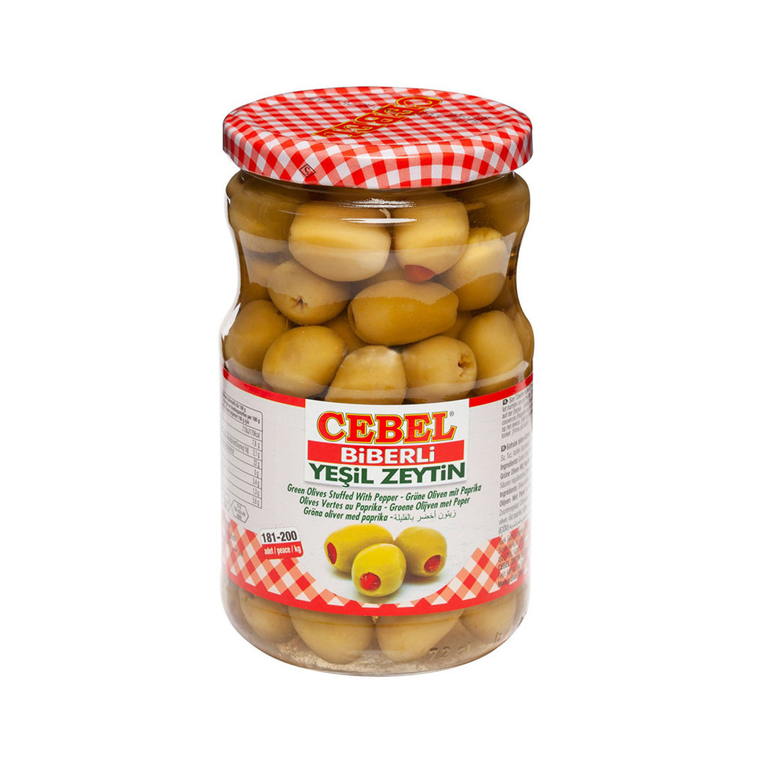 CEBEL GREEN OLIVES W PEPPER (GLASS JAR) 400GR - Altin Grocery Olive Cebel