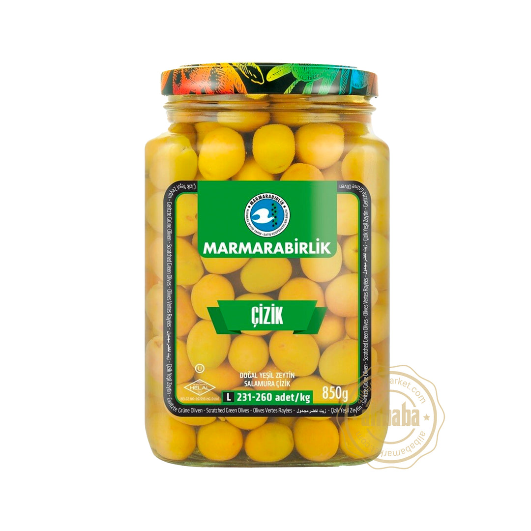 MB GREEN OLIVES M SCRATCHED (261-290) 850GR - Altin Grocery Olive Marmarabirlik