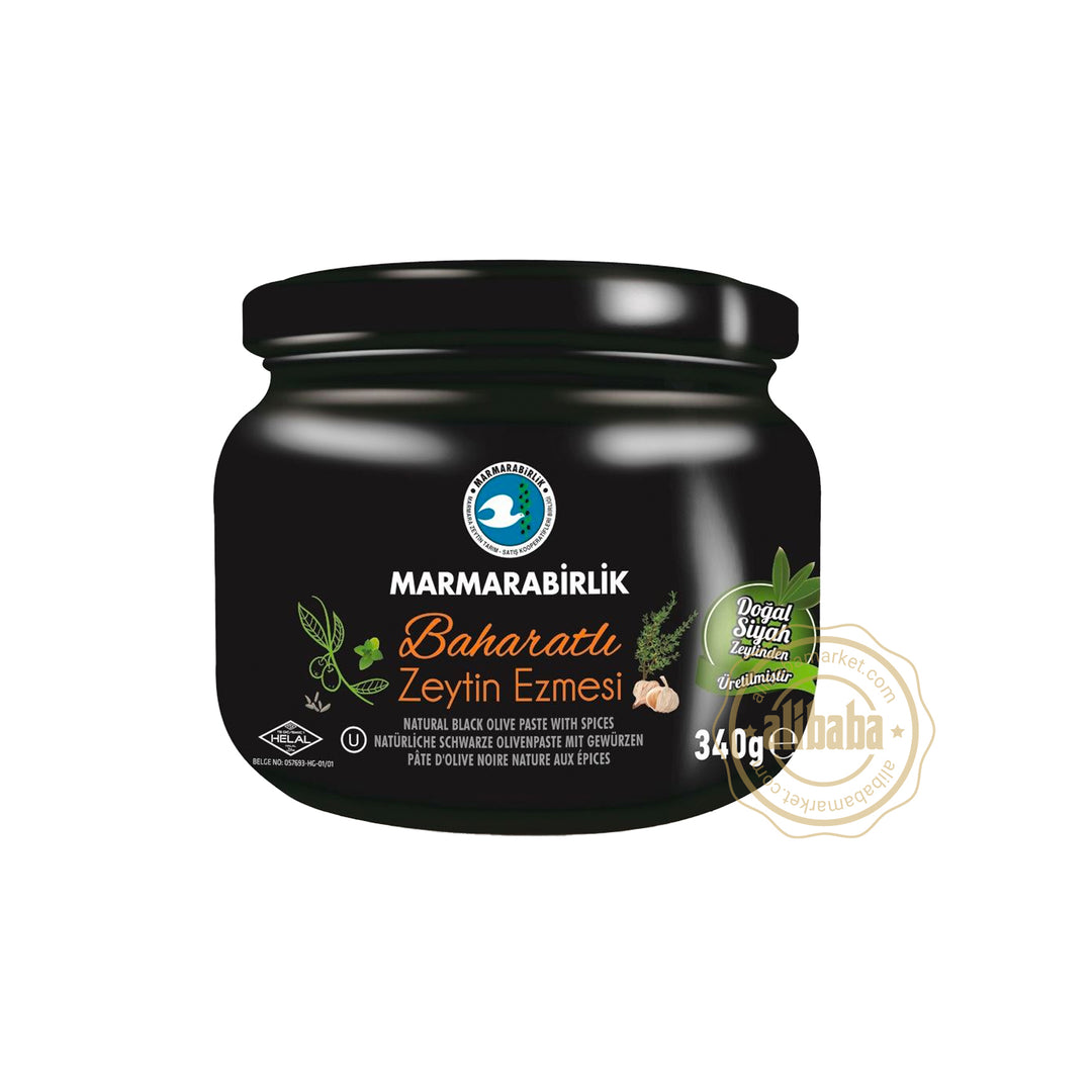 MB BLACK OLIVE PASTE BAHARATLI 340GR GLASS - Altin Grocery Paste Marmarabirlik