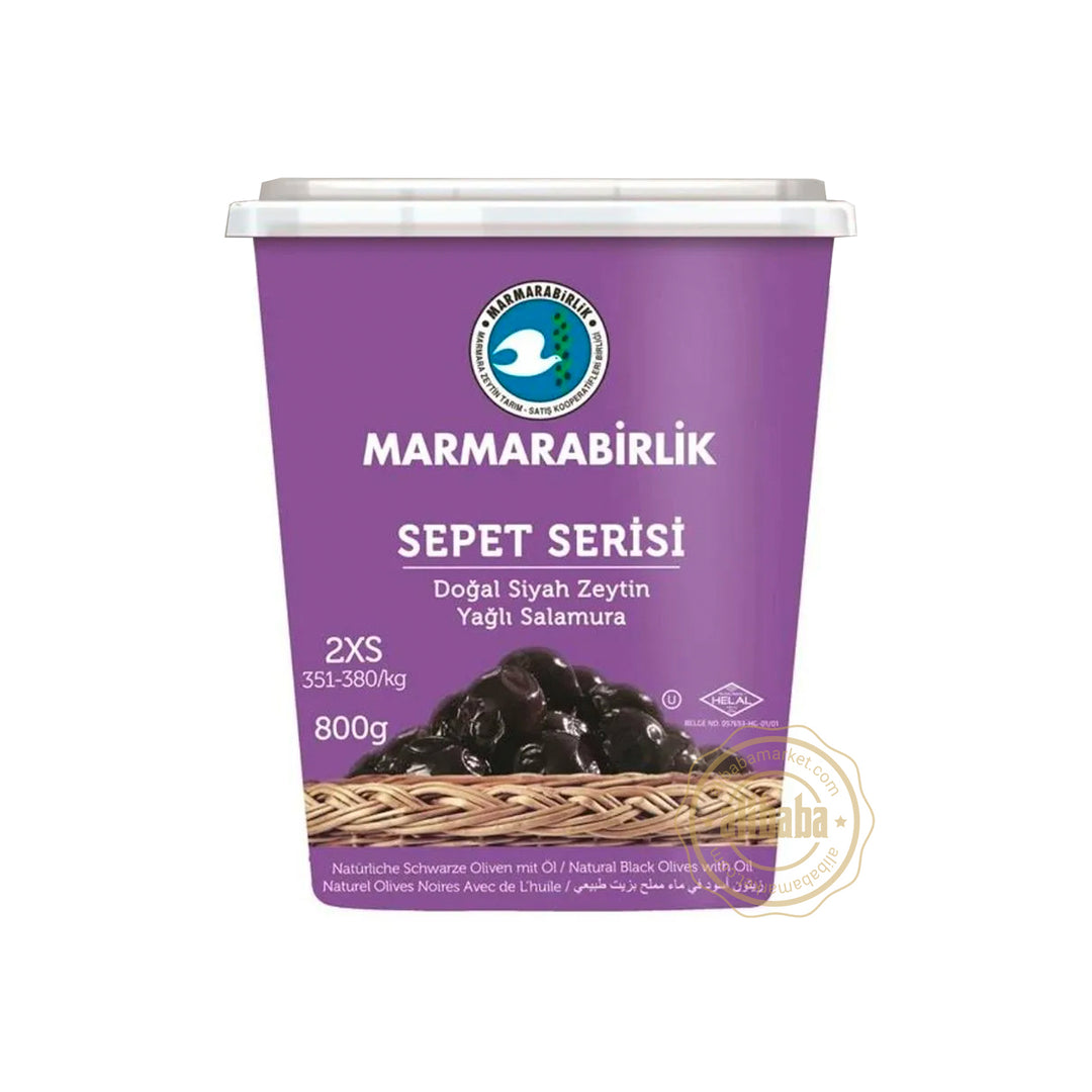 MB GEMLIK BLACK OLIVES BASKET SERIES 2XS (351-380) 800GR PLASTIC - Altin Grocery Olive Marmarabirlik