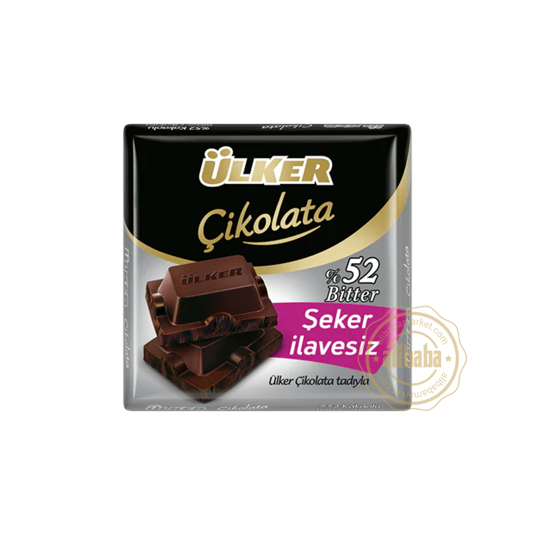 ULKER NO SUGAR ADDED BITTER CHOCOLATE %52 60GR