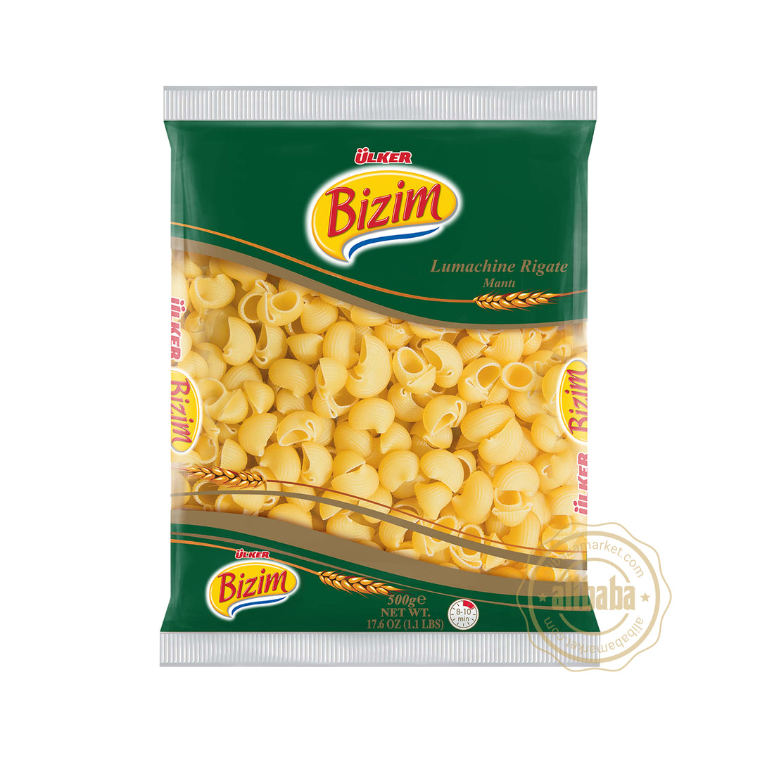 ULKER BIZIM LUMACHINE RIGATE (MANTI) 500GR - Altin Grocery Pasta Ulker