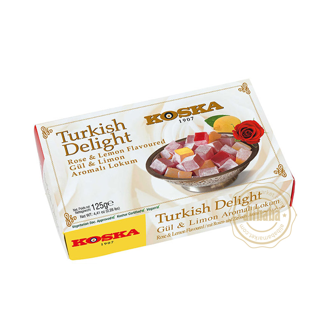 KOSKA TURKISH DELIGHT ROSE AND LEMON FLAVOURED 125GR