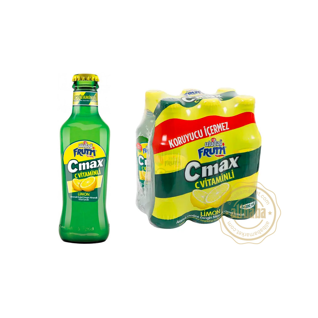 ULUDAG FRUTTI MINERAL WATER C-MAX W LEMON 200ML GLASS X 6