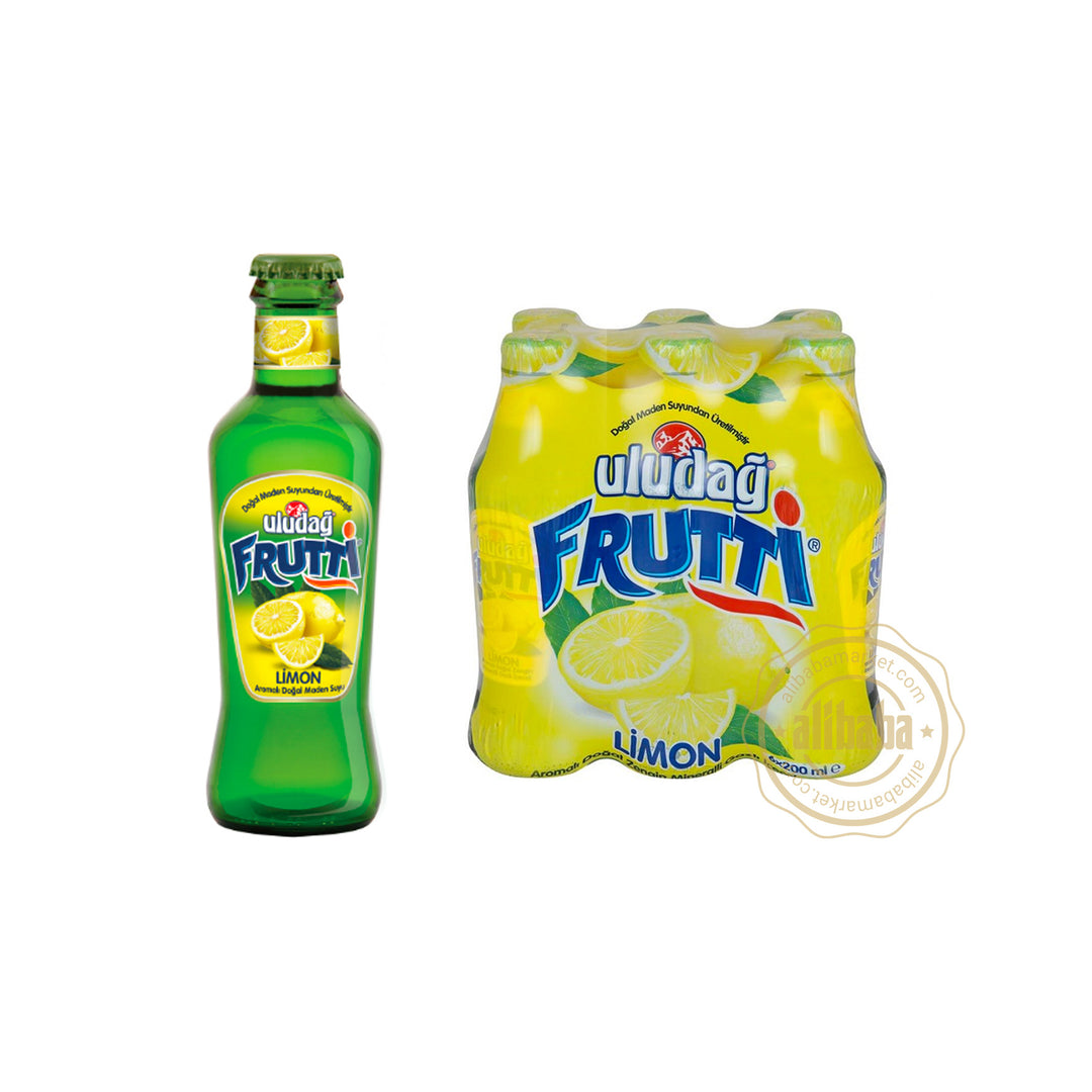 ULUDAG FRUTTI MINERAL WATER W LEMON 200ML GLASS X 6