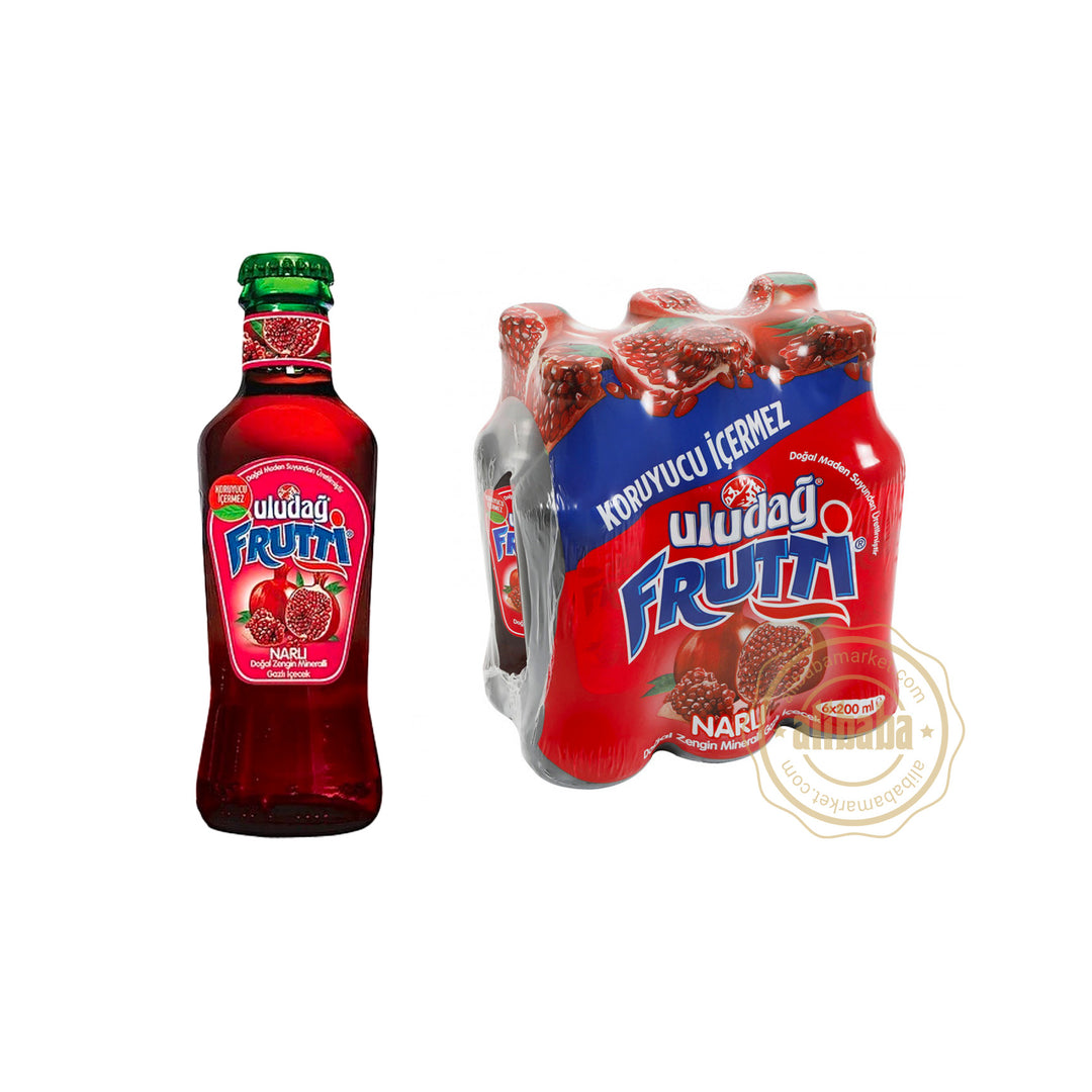 ULUDAG FRUTTI MINERAL WATER W POMEGRANATE 200ML GLASS X 6