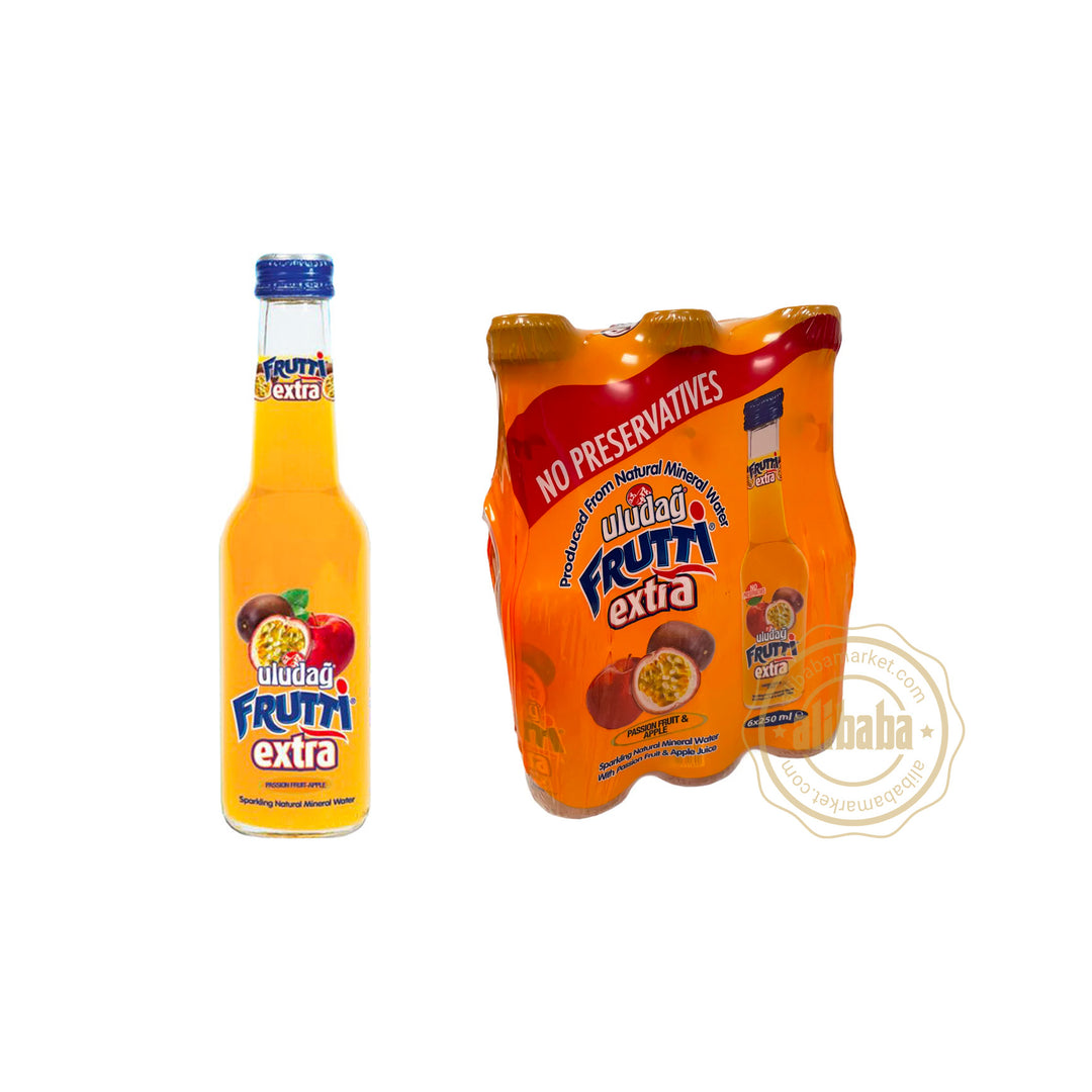 ULUDAG FRUTTI EXTRA MINERAL WATER PASSION FRUIT APPLE (TROPIC) 200ML GLASS X 6
