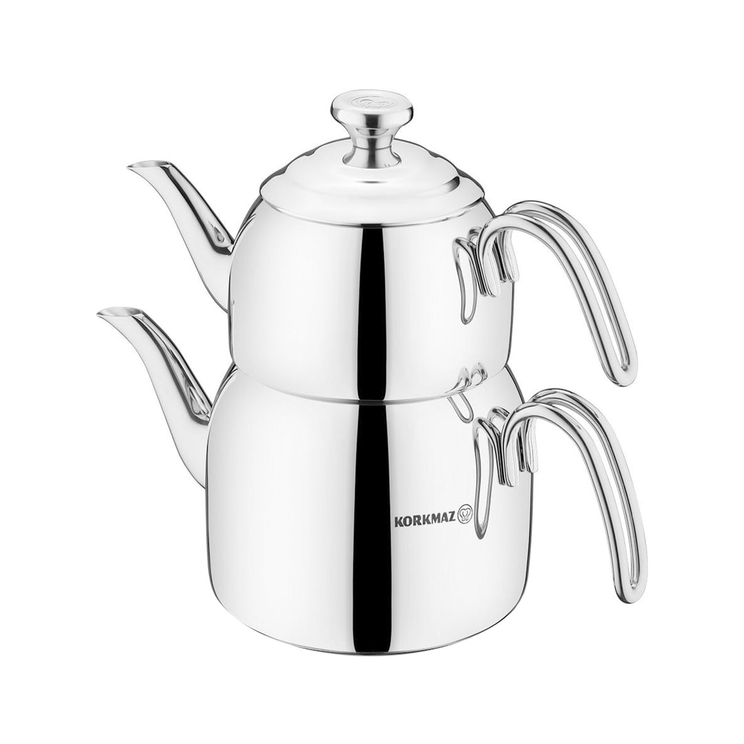 KORKMAZ DROPPA MEGA TEA POT SET A058 2.0 LT - 3.5 LT - Altin Grocery Teapot Korkmaz