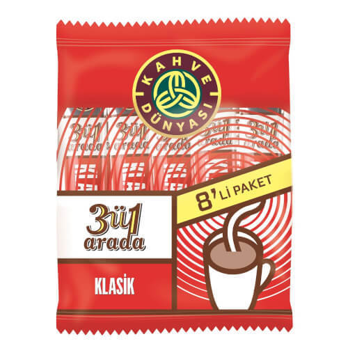 KAHVE DUNYASI 3 IN 1 COFFEE (BAG) 8X18G - Altin Grocery Coffee Kahve Dunyasi