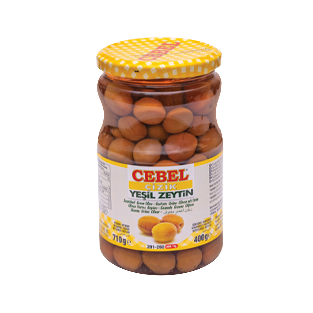 CEBEL SCRATCHED GREEN OLIVES XL-L (201-260) (JAR) 400G - Altin Grocery Olive Cebel