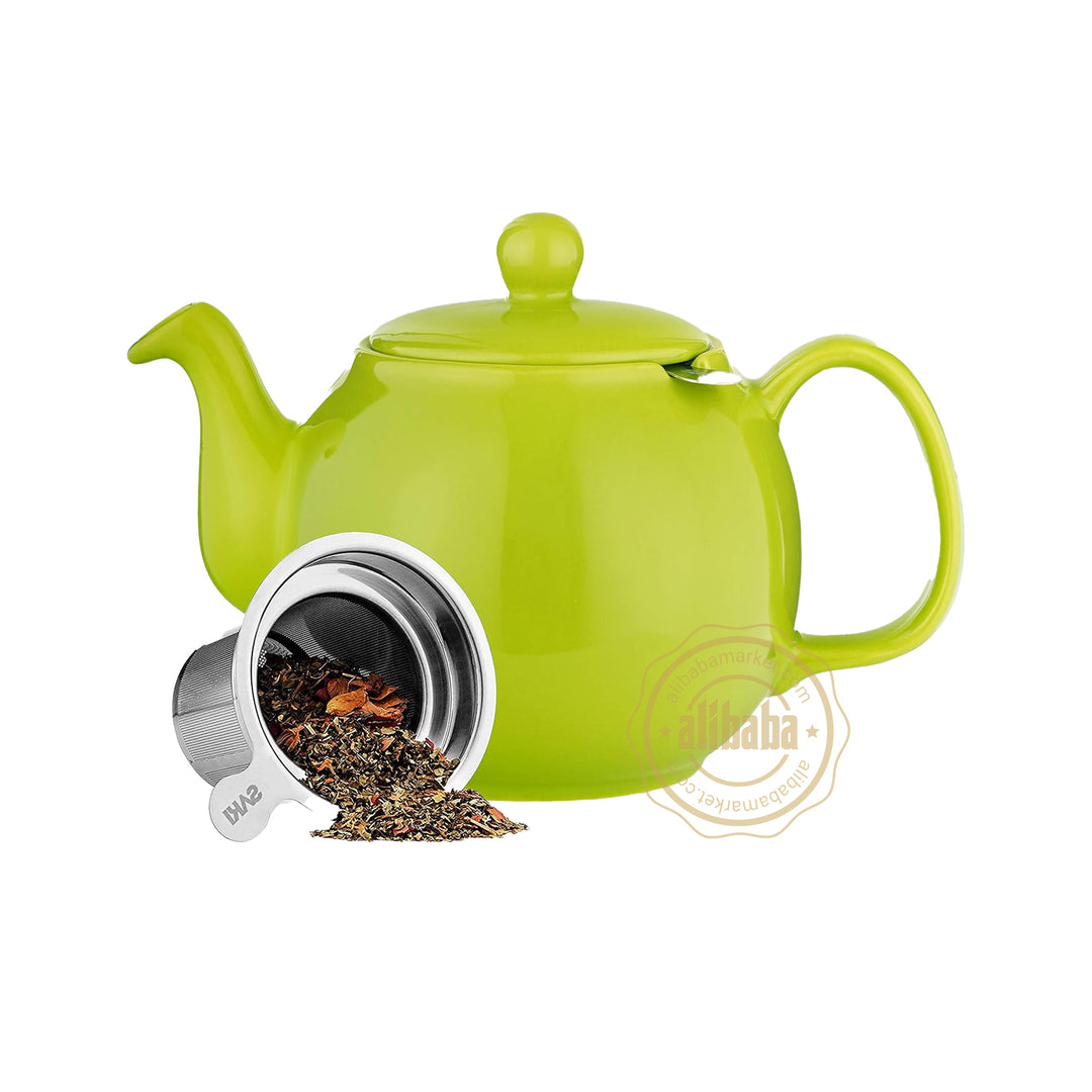 SAKI LARGE PORCELAIN TEAPOT W INFUSER GREEN - Altin Grocery Teapot Saki