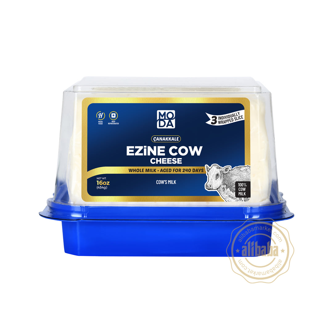 MODA SLICED EZINE COW CHEESE BLUE LABEL 16OZ/454GR - Altin Grocery White Cheese Moda
