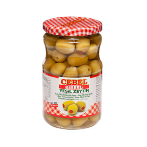 CEBEL GREEN OLIVES W PEPPER (GLASS JAR) 400GR - Altin Grocery Olive Cebel
