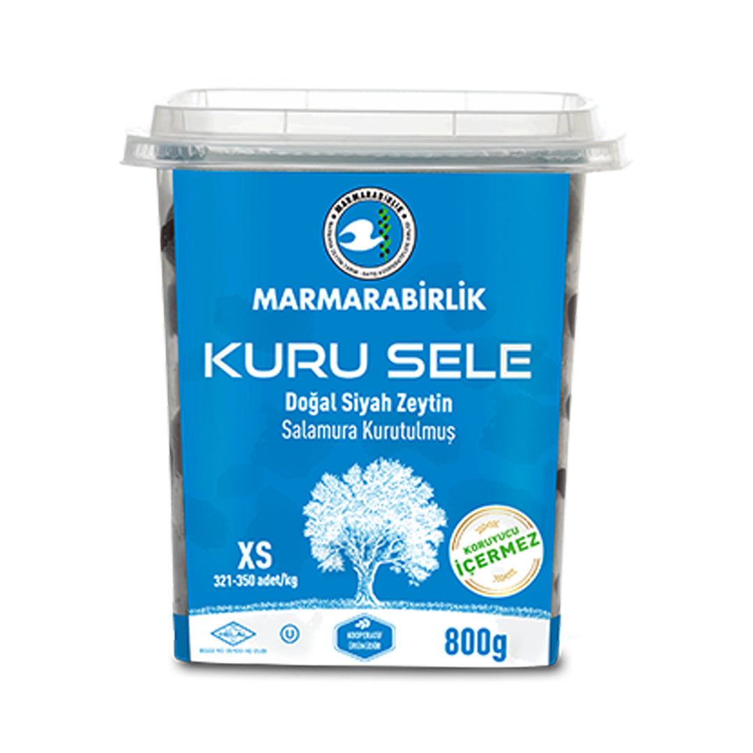 MB GEMLIK BLACK OLIVES XS KURU SELE (DRIED SELE) 321-350 800GR PLASTIC - Altin Grocery Olive Marmarabirlik
