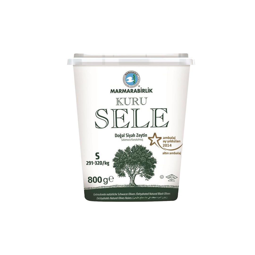 MB GEMLIK BLACK OLIVES S KURU SELE (DRIED SELE) IRI BOY 291-320 800GR PLASTIC - Altin Grocery Olive Marmarabirlik