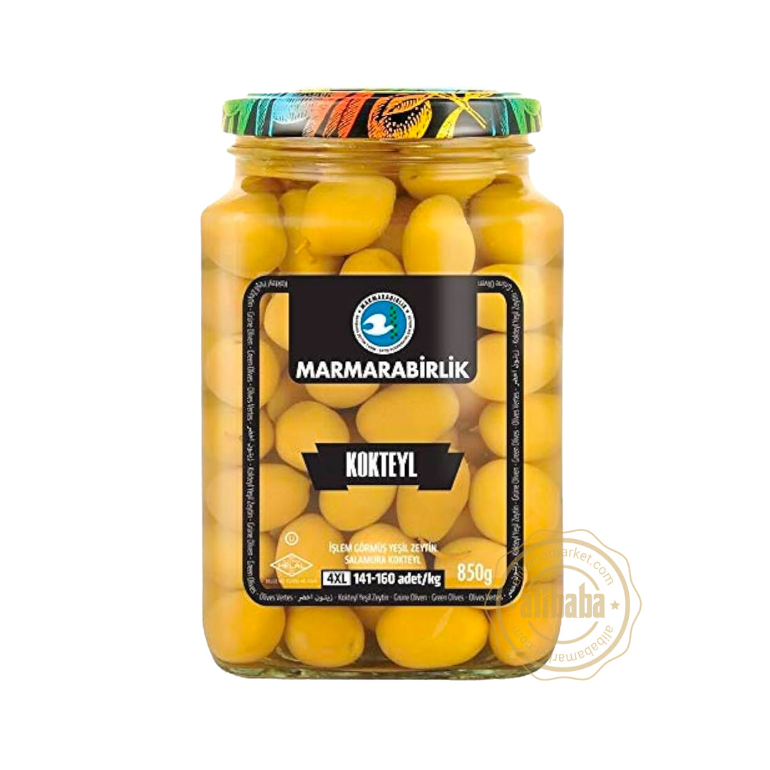MB GREEN OLIVES 3XL WHOLE (KOKTEYL 141-160) 850GR GLASS - Altin Grocery Olive Marmarabirlik