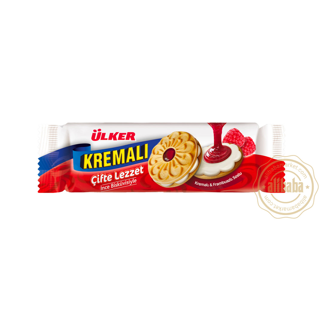 ULKER SANDWICH BISCUIT w RASPBERRY 165GR - Altin Grocery Biscuits Ulker