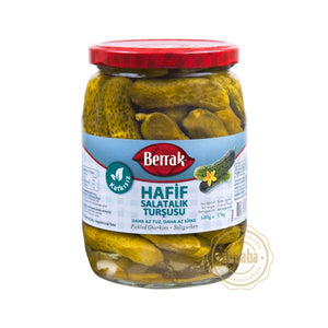 BERRAK GHERKIN PICKLES DIET (SALATALIK TURSUSU) NO:1 720ML GLASS