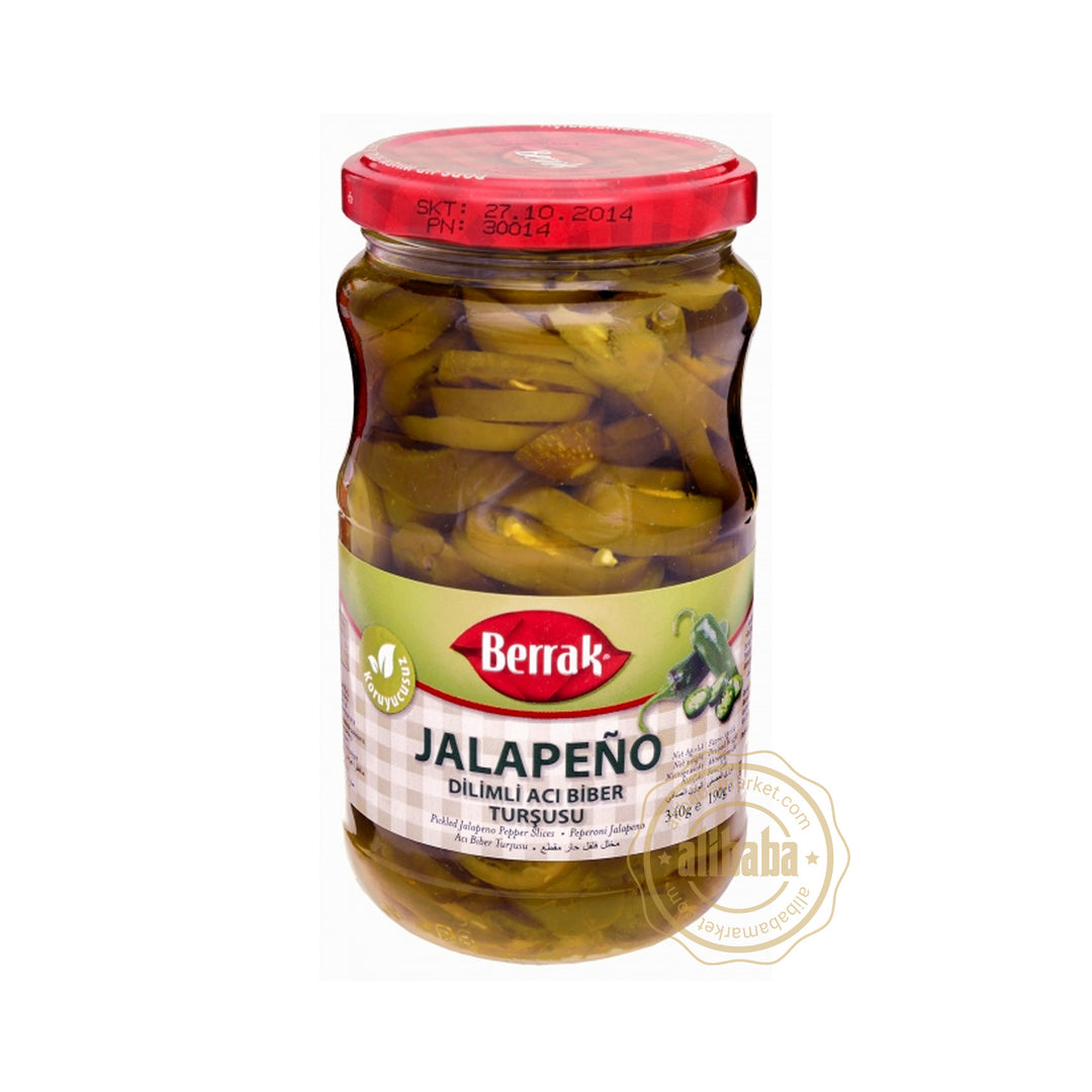 BERRAK HOT PEPPER PICKLES (JALAPENO) 370ML GLASS