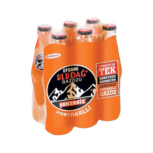 ULUDAG GAZOZ ORANGE SUGAR FREE 250ML GLASS X 6 - Altin Grocery Mineral Water Uludag