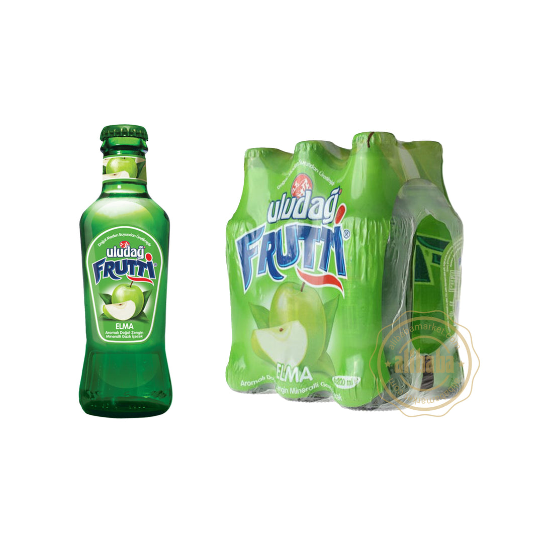 ULUDAG FRUTTI MINERAL WATER W GREEN APPLE 200ML GLASS X 6