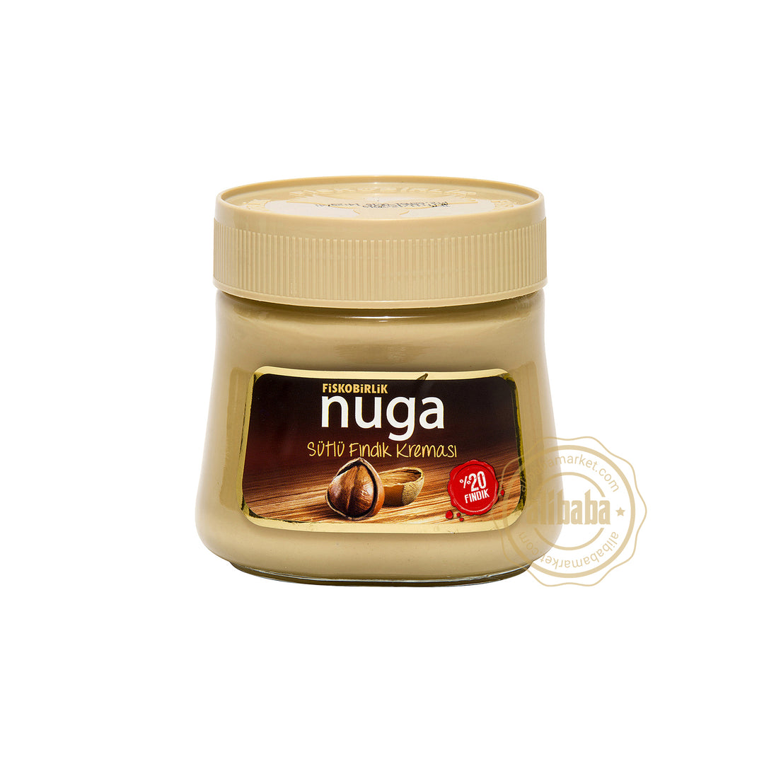 FISKOBIRLIK NUGA HAZELNUT SPREAD W/MILK 350GR GLASS - Altin Grocery Spread Fiskobirlik