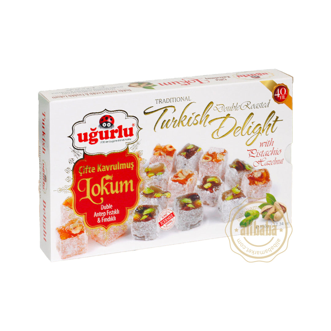 UGURLU MIX TURKISH DELIGHT W PISTACHIO AND HAZELNUT 350GR (KOD 352) - Altin Grocery Turkish Delight Ugurlu