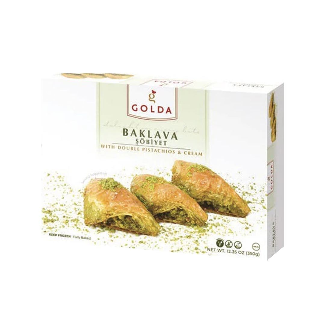 GOLDA SOBIYET BAKLAVA W/ DOUBLE PISTACHIOS 350G - Altin Grocery Baklava Golda
