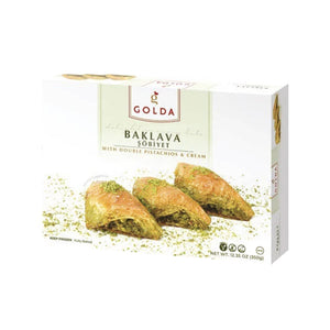 GOLDA SOBIYET BAKLAVA W/ DOUBLE PISTACHIOS 350G - Altin Grocery Baklava Golda
