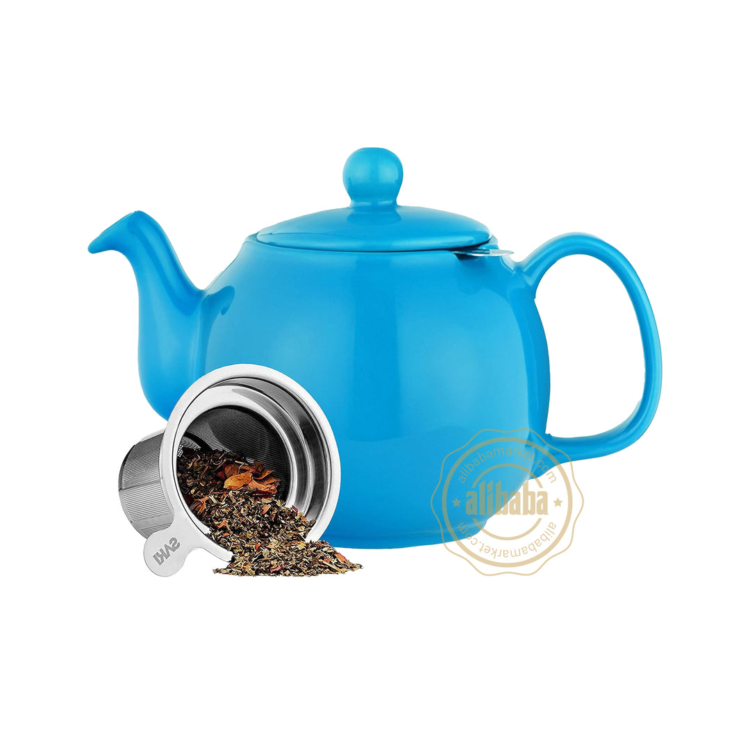 SAKI LARGE PORCELAIN TEAPOT W INFUSER BLUE - Altin Grocery Teapot Saki