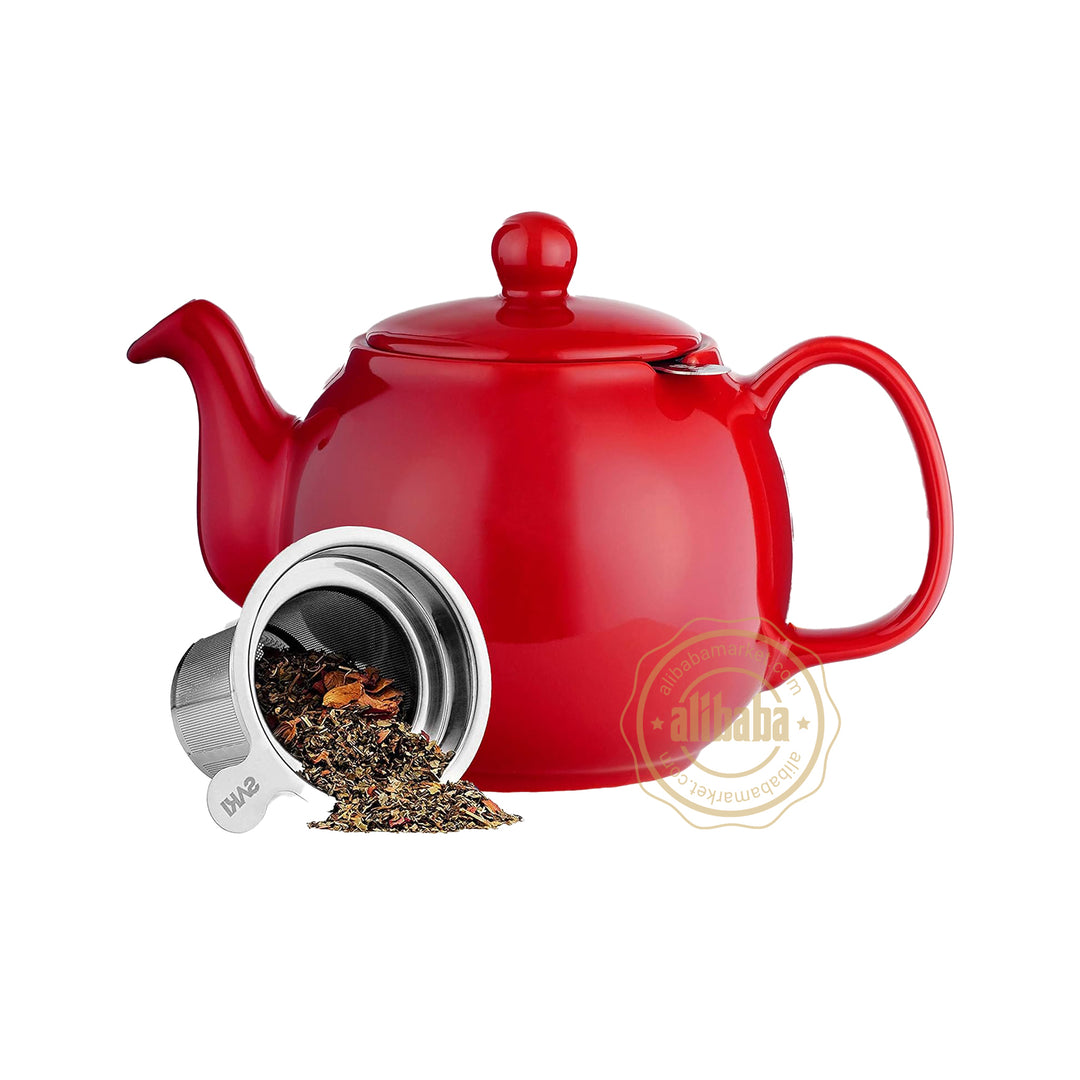 SAKI LARGE PORCELAIN TEAPOT W INFUSER RED - Altin Grocery Teapot Saki
