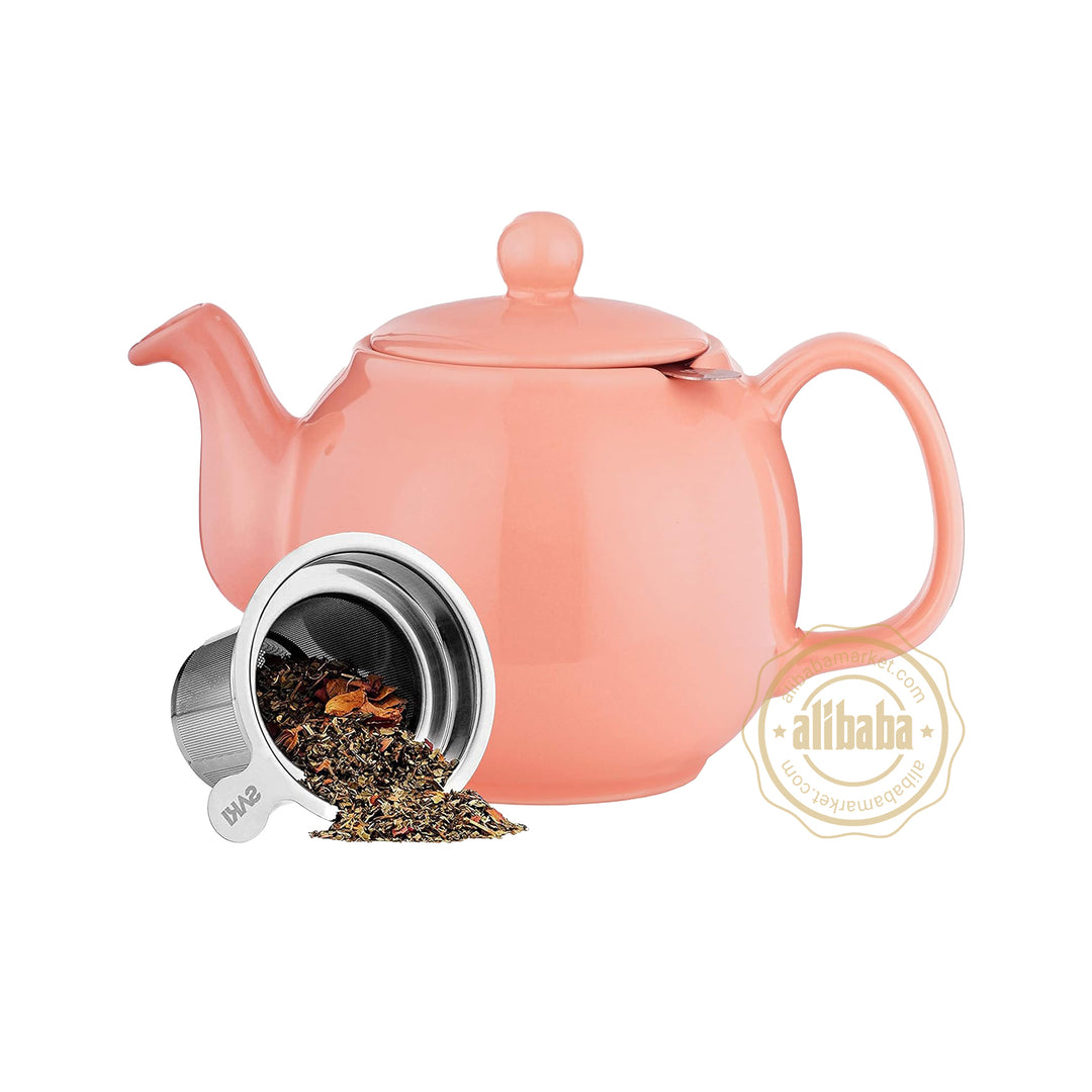 SAKI LARGE PORCELAIN TEAPOT W INFUSER PINK - Altin Grocery Teapot Saki