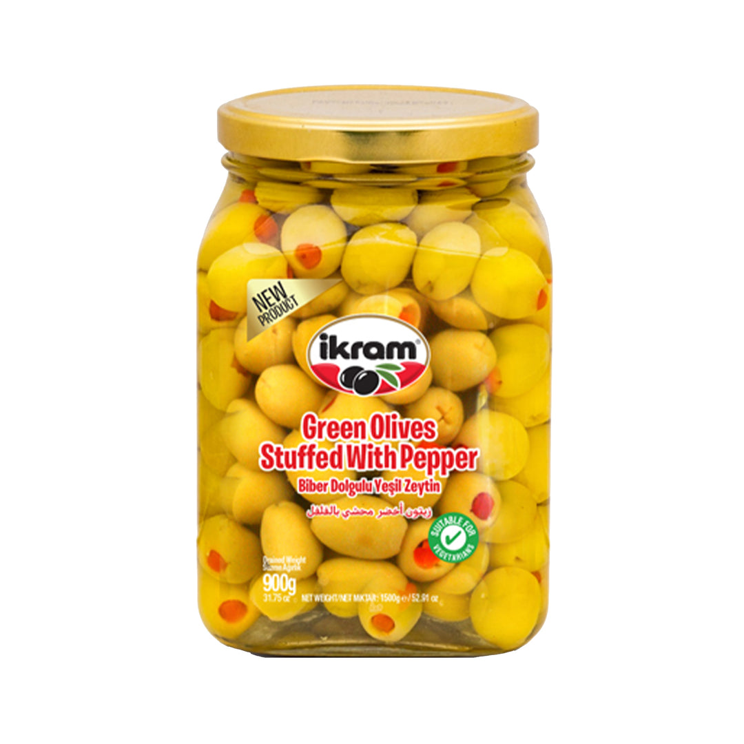 IKRAM GREEN OLIVES PEPPER 900G - Altin Grocery Olive Ikram